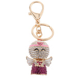 Maxbell Fashion Rhinestone Crystal Fuchsia Angel Charm Purse Bag Key Ring Keychain Keyfob