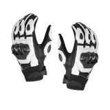 Maxbell Premium PU Leather Motorcycle Gloves Touchscreen for Driving black and white and xl