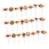 Max 24pcs Thanksgiving Cupcake Toppers Paper Cake Picks Food Decor Christmas
