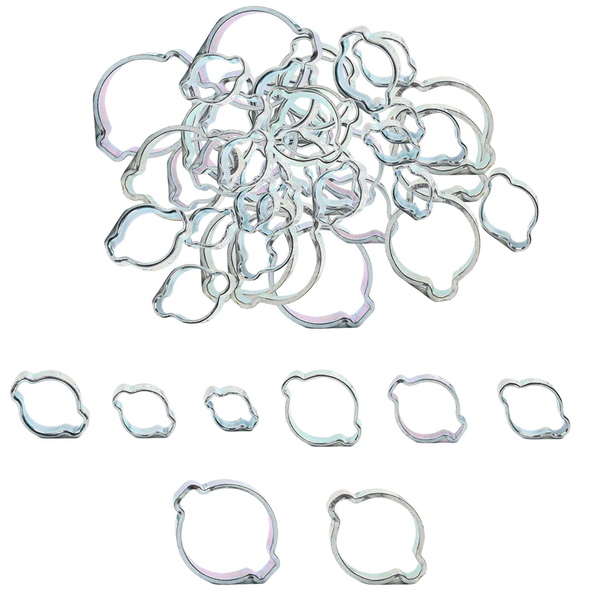 Maxbell 80 Count Double Ear Hoops Hose Fuel Clamp Professional Adjustable Durable