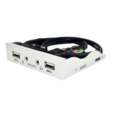 Maxbell 3.5inch 9Pin to USB 2.0 Hub Front Panel 2 USB 2.0 Ports Mic Interface for PC Argent