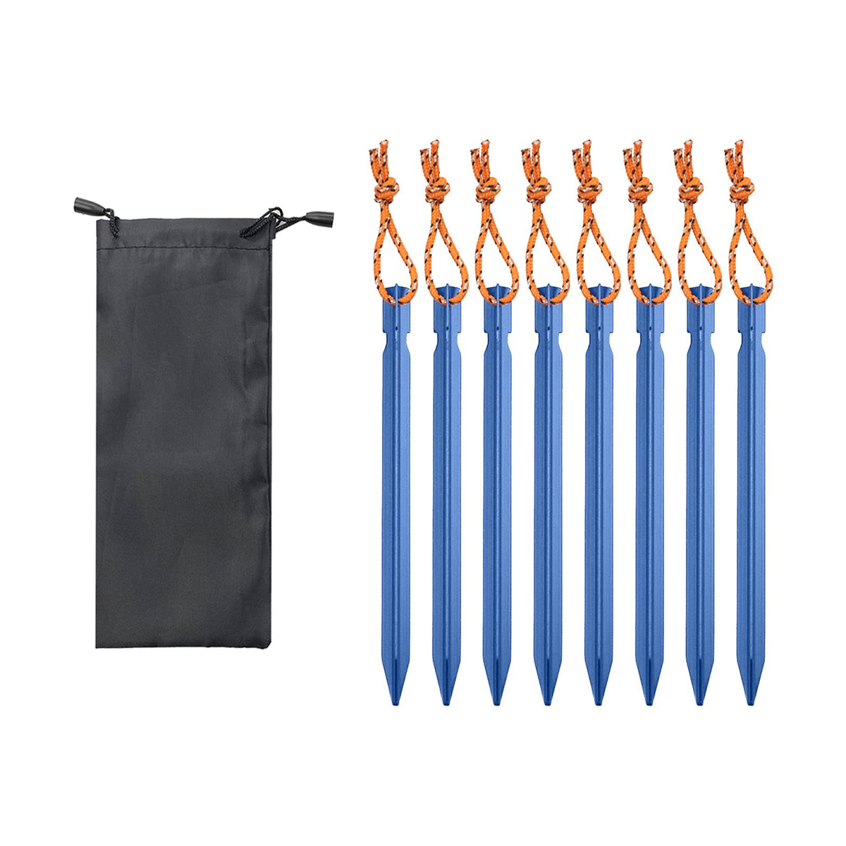 Maxbell 8Pcs Tent Stakes Lightweight Metal Stakes for Ground for Desert Outdoor Trip Blue