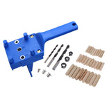 Max Quick Doweling Jig Pocket Hole Jig Locator with Drill Bit and Dowel Blue
