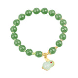 Maxbell Elegant Beaded Bracelet Wristband Charms 8mm for Party Anniversary Festival Green