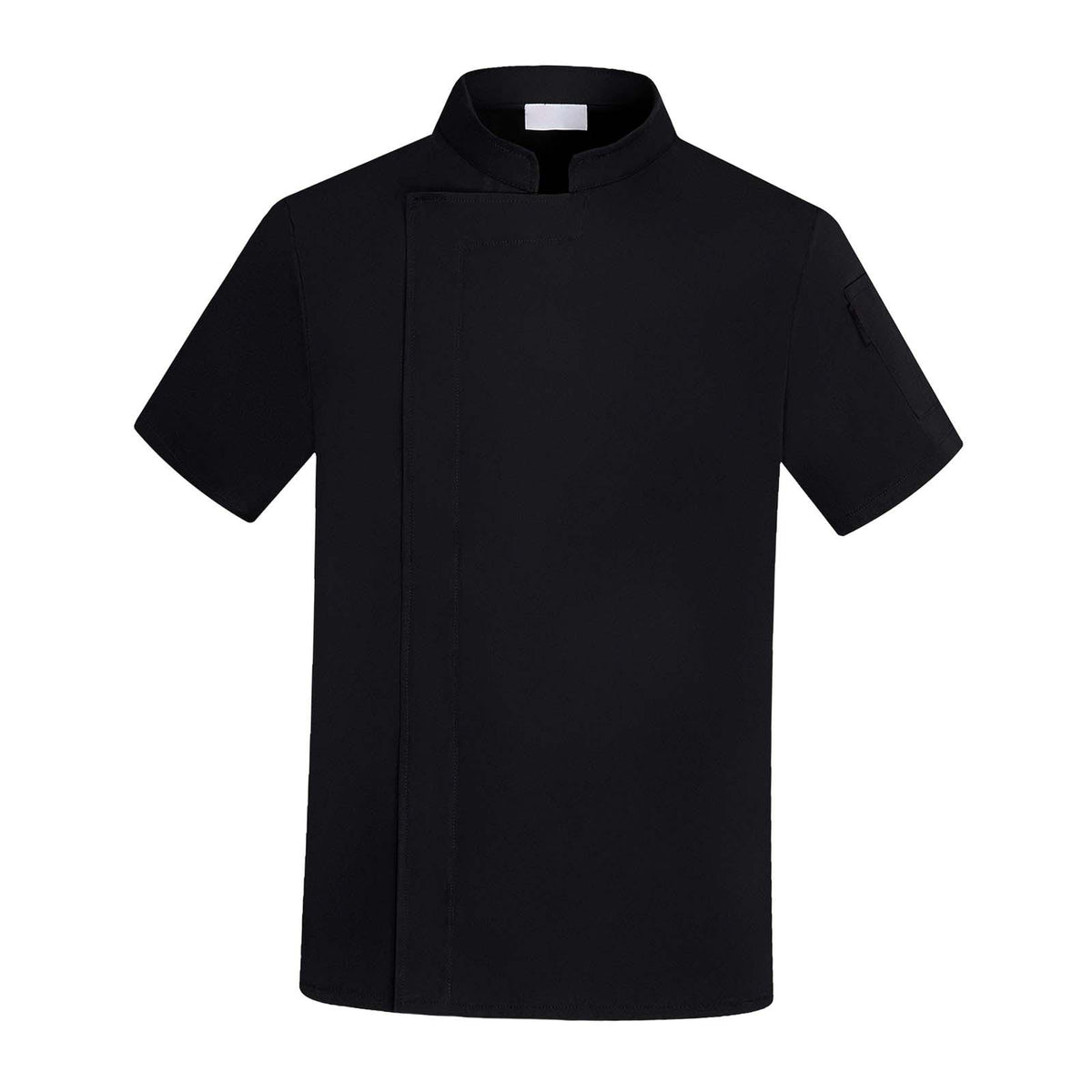 Maxbell Chef Coat Jacket with Pocket Short Sleeve Shirt Breathable Waiter Apparel 3XL Black