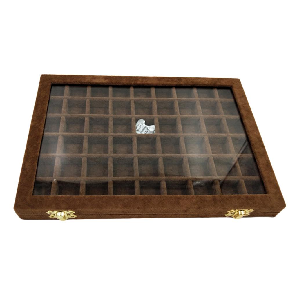 Maxbell Velvet Stackable Jewelry Display Tray Case for Jewellery Earrings Brown