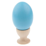 Maxbell Wooden Easter Simulated Egg w/ Stand Home Decor Pretend Play Toy Gift Light Blue