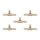 Max Maxb 5pcs Brass T Type Joiner Fuel Hose Joiner Tee Connector Air Water Gas 6mm