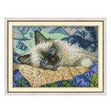 Max Maxb Handmade Ribbon Embroidery Cat Painting Kit Stamped Cross Stitch 39 x 27cm