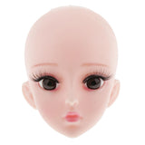 Maxbell Plastic Girl Doll Head 4D Real Eyelashes for 1/3 Doll Body Parts Brown Eyes