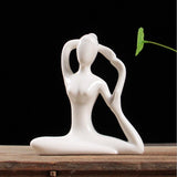 Maxbell Ceramic Yoga Figure Ornament Statue Sculpture Zen Garden Home Desk Decor 10x3.5x11cm
