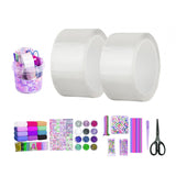 Maxbell Blow Bubbles Double Sided Tape for Kids Classroom DIY Craft Handmade Ball 2PCS Storage Bucket Clear