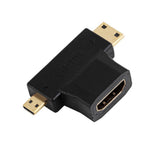 Maxbell 3 in 1 Mini + Micro Male HDMI to HDMI Female Adapter