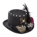 Maxbell Unisex Steampunk Top Hat Gothic with Rivets Fedora for Adult Novelty Item