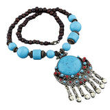Maxbell Bohemian Necklace Charms Gifts Long Decor Vacation for Women Blue