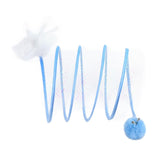 Maxbell Foldable Indoor Cat Tunnel S Type Spring Toy Playing Tent Portable Durable Blue S Plush Ball