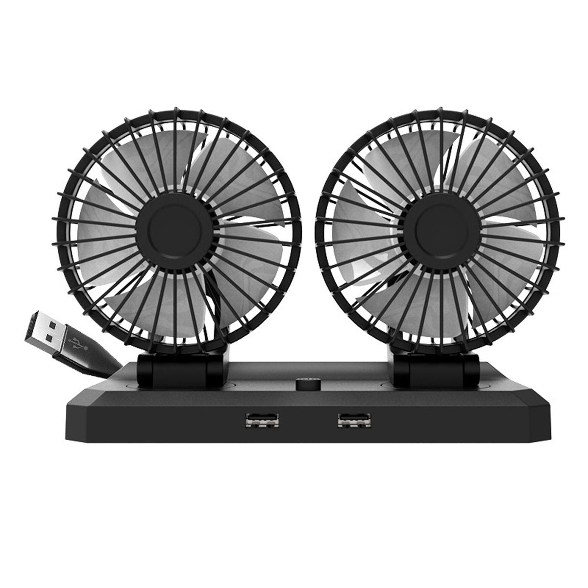 Maxbell Car Cooling Fan 2 Speeds 360 Rotation 1.8M Cord Dual Head 5V