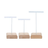 Maxbell 3x Earrings Display Stand Holder Wooden Base for Rings Tradeshow Shops White