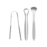 Maxbell 3x Portable Tongue Scraper Cleaner for Adults Kids Stainless Steel with Case Argent