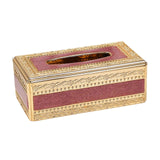 Maxbell European Style Tissue Box Napkin Paper Holder for Home Tabletop Decoration Gold Red