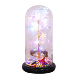 Maxbell Luxury Artificial Flower with Glass Cover Handmade for Mom Women Wife Decor Colorful White