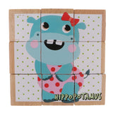 Maxbell Wooden Cube Puzzle Montessori Educational Matching Toy Pink elephant