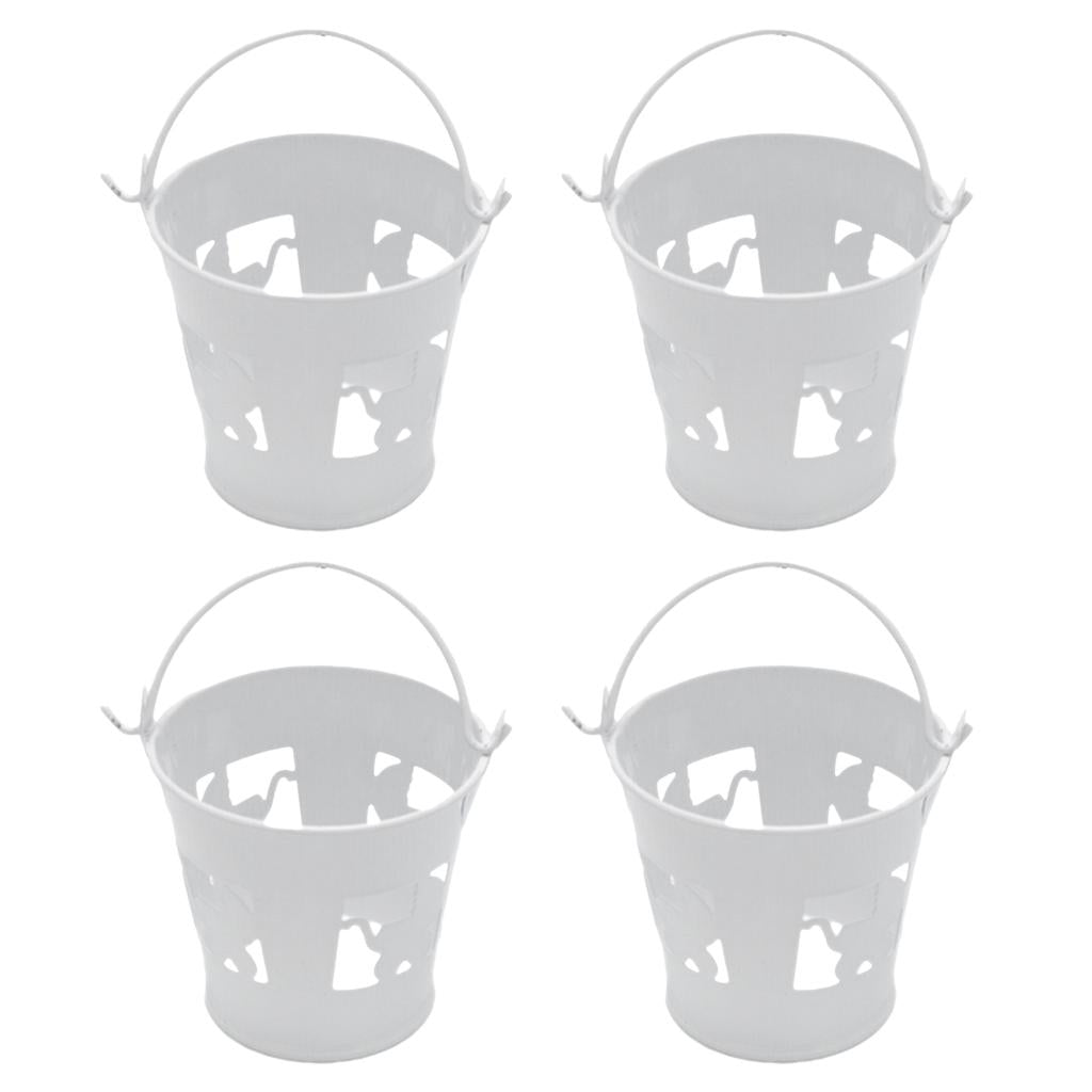 Max Maxb 4pcs/set White Mini Metal Iron Buckets Pail Style Gift Box DIY Party Decor