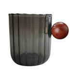 Maxbell Glass Coffee Milk Mug with Anti Scald Wooden Handle for Hotel Office Camping Clear Black