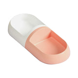Maxbell Cat Double Bowl Cat Food Bowl Reusable Capsule Shaped for Accessories white and pink
