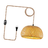 Maxbell Plug in Pendant Light Entryway with Plug in Cord Rattan Hanging Lamp 30cmx18cm