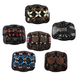 Max 6Pcs Elastic Double Hair Comb with Wooden Bead Easy Hair Clip Hair Jewelry