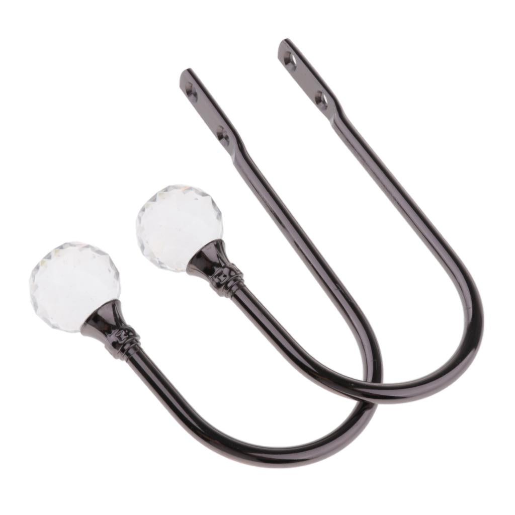 Max 2Pcs Curtain Tieback Hooks U Tie Backs for Voiles Curtain Holdback Black