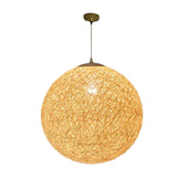 Maxbell Rattan Ball Lantern Pendant Lamp Chandelier Hanging Light for Farmhouse 25cm