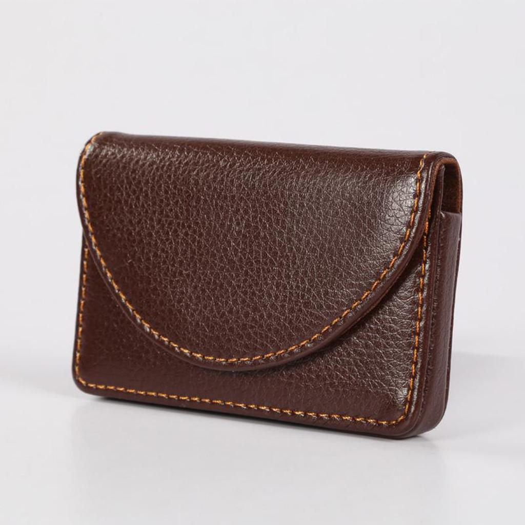 Maxbell Portable PU Leather Business Cards Holder Name Card Storage Cardcase Coffee