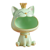 Maxbell Storage Box Sculpture Home Key Entrance Bowl Resin Lucky Cat Statue Figurine Green