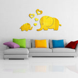 Max Maxb 3D Mirror Elephant Removable Decal Wall Sticker DIY Decorative Mural -Gold