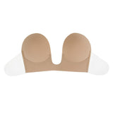 Maxbell Invisible Push Up Bra Strapless Bra Sticky Silicone Deep U Cup D Flesh color