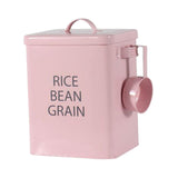 Maxbell Flour Storage Bucket and Measuring Scoop Rice Bucket for beans Cereal Pink