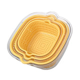 Maxbell Double Layer Drain Basket Side Buckle Strong and Sturdy for Washing Mixing Yellow