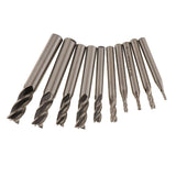 Maxbell 10 Pieces End Mill High Speed Steel HSS Straight Shank Square Nose 2-10mm
