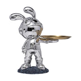 Maxbell Rabbit Desk Storage Tray Statue Creative Figurine Decor Apartment Office Argent