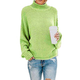 Maxbell Womens Turtleneck Batwing Sleeve Oversized Pullover Sweater M Fruit green