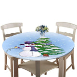 Max Round Christmas Table Cover Cloth for 120cm Kitchen Tables Snowman