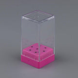 Maxbell 7 Holes Nail Drill Bits Holder Stand Organizer Case Manicure Box Rose Red