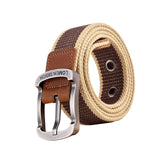 Maxbell Canvas Belt Woven Wide Casual Strap for Trousers Jeans Accessories Travel Khaki 110cm