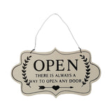 Max Wooden Open and Close Signs Double Sided Door Hanging Plaque White