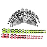 Maxbell 72Pcs Acrylic Plugs Stainless Steel Tapers 14G-00G Ear Stretching Piercing 3