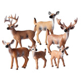 Maxbell 6Pcs Realistic Animal Deer Figures DIY Crafts for Desktop Home Supplies Brown