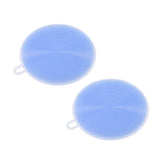 Max 2 Pieces Kitchen Silicone Sponge Dish Washing Scrubber Brush Blue