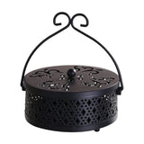 Maxbell Portable Hollow Burner Holder with Handle and Lid for Garden Home Accessory Black